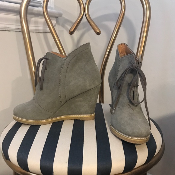 Kelsi Dagger Shoes - KELSI DAGGER- Helix Suede Lace-up Wedge Booties